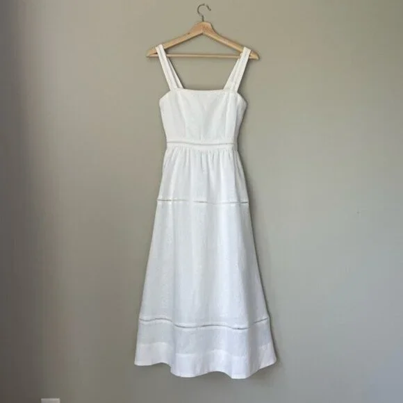 NEW Reformation Everett Linen Midi Dress White | US 2 UK 6 - Picture 7 of 16